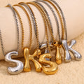 Dreamshow New Design Bubble Letter Necklace Set Gold Plated Anti Tarnish Jewelry Fashion Pendant Necklace Stainless Steel