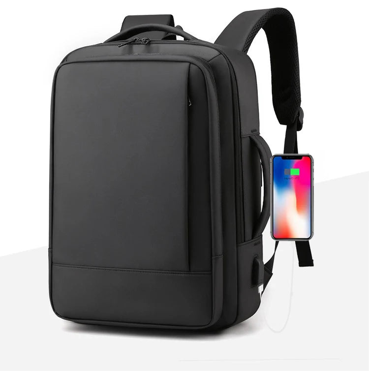 Business Travel Carry-On Laptop Backpack with USB Charging Port Waterproof & Anti-Theft Polyester Zipper Closure 20-39L Capacity
