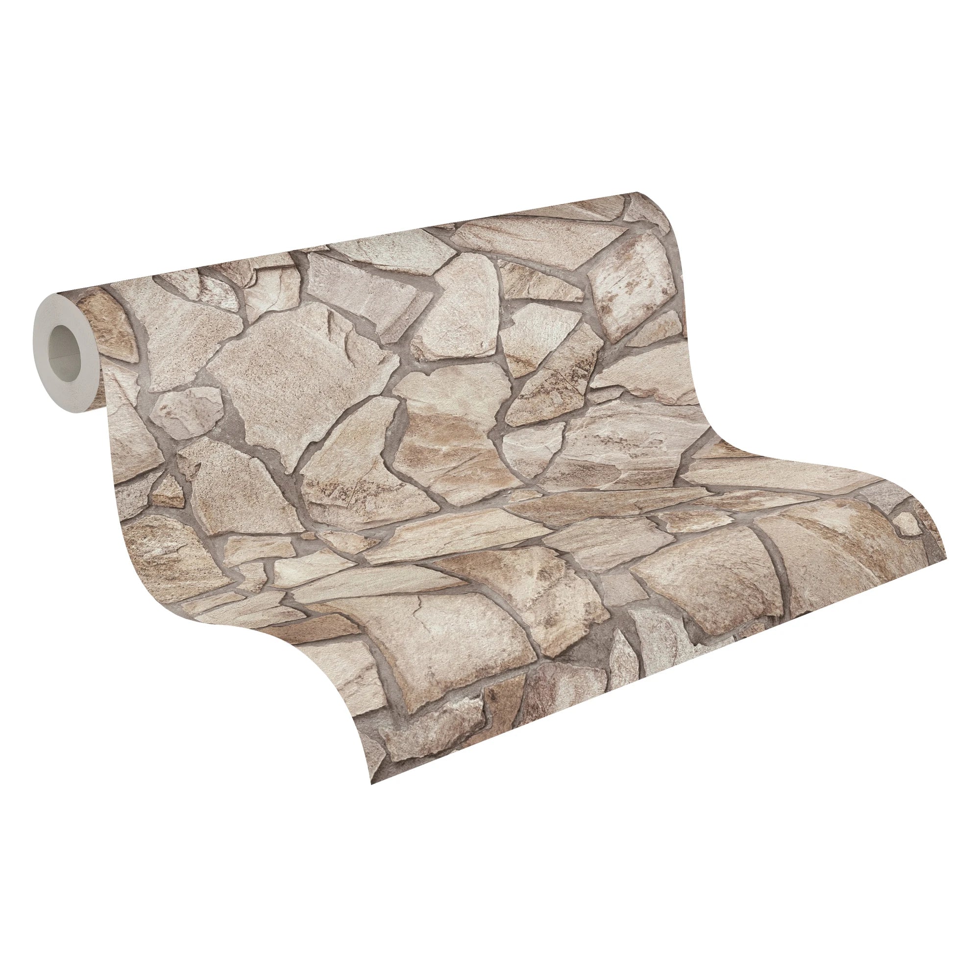 Made Germany Stone Look Wallpaper Rolls Brown Grey Beige Non Woven Vinyl Abrasion-Resistant Light Resistant Living Room Hotel