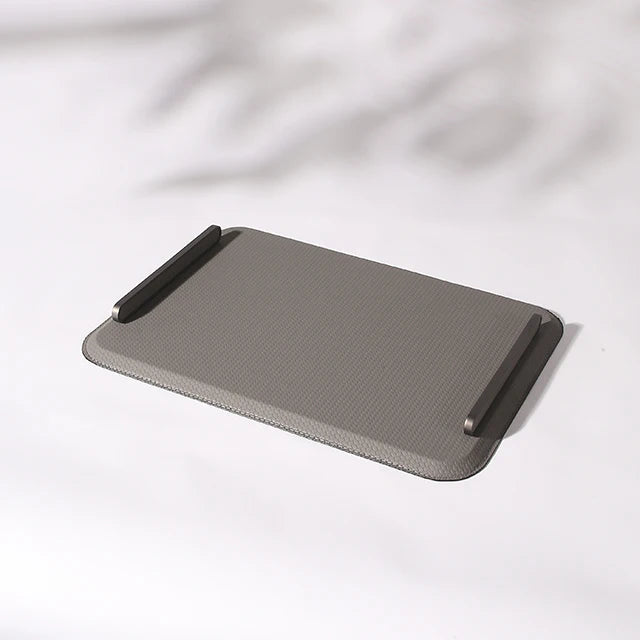 Handmade Rectangle Dinner Plate Storage Jewelry Decorative Leather Wooden Food Serving Trays for Dining Room Furniture