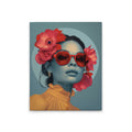 Made In Germany - Home Decor Canvas Picture Flowergirl Retro - Wall Mural In Blue And Grey - Canvas Picture On Stretcher Frame