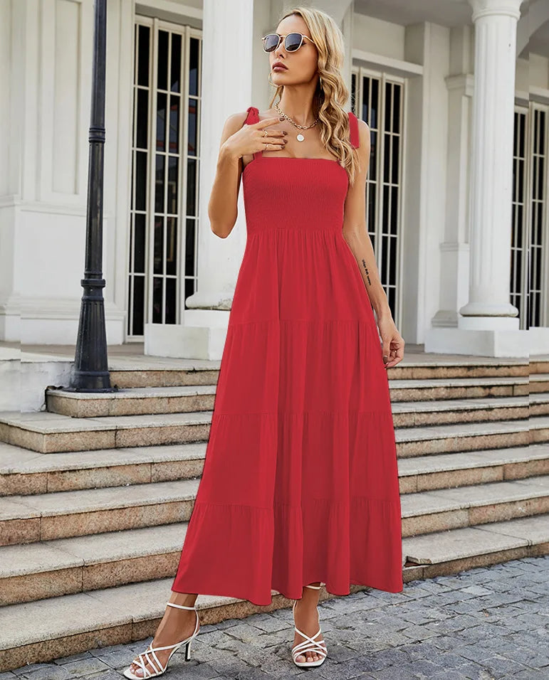 Women's Elegant Summer Sleeveless Y2K Printed Maxi Cami Dress Vintage Romantic Commuter for Spring and Autumn Seasons