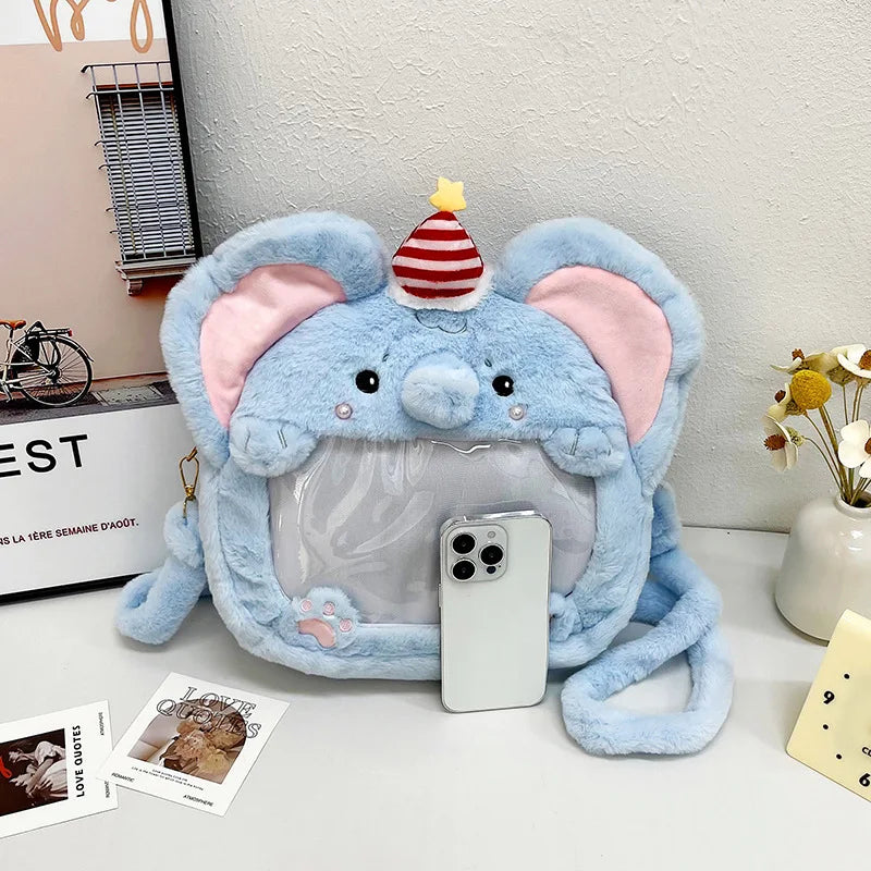 Custom Shape  Plush   Ita Bag Custom Ita Bag Transparent Pvc Cute Messenger Ita Bag for Lady and Girls