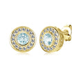 2022 Luxury Natural Gemstone Blue Topaz Jewelry 925 Sterling Silver Classical Halo Stud Earrings for Women Destiny Jewellery