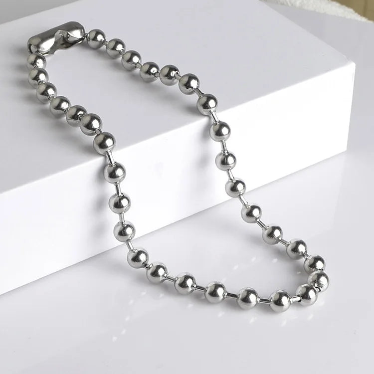 Stainless Steel 6mm Ball Chain Necklace Classic Mens Stainless Steel Bead Ball Chain Necklace Hiphop Choker Necklace Chain