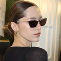 Logo Custom Retro Women Alloy Rectangle Sun Glasses UV400 Metal Frame Cat Eye Sunglasses Women