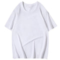 Oem customized 200g solid color cotton loose drop shoulder tshirt black and white large size men's short sleeved tshirt