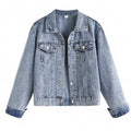 Wholesale Classic Denim Jacket for Women Basic Short Design Long Sleeve Four Color Options Casual Lightweight Women Outerwear