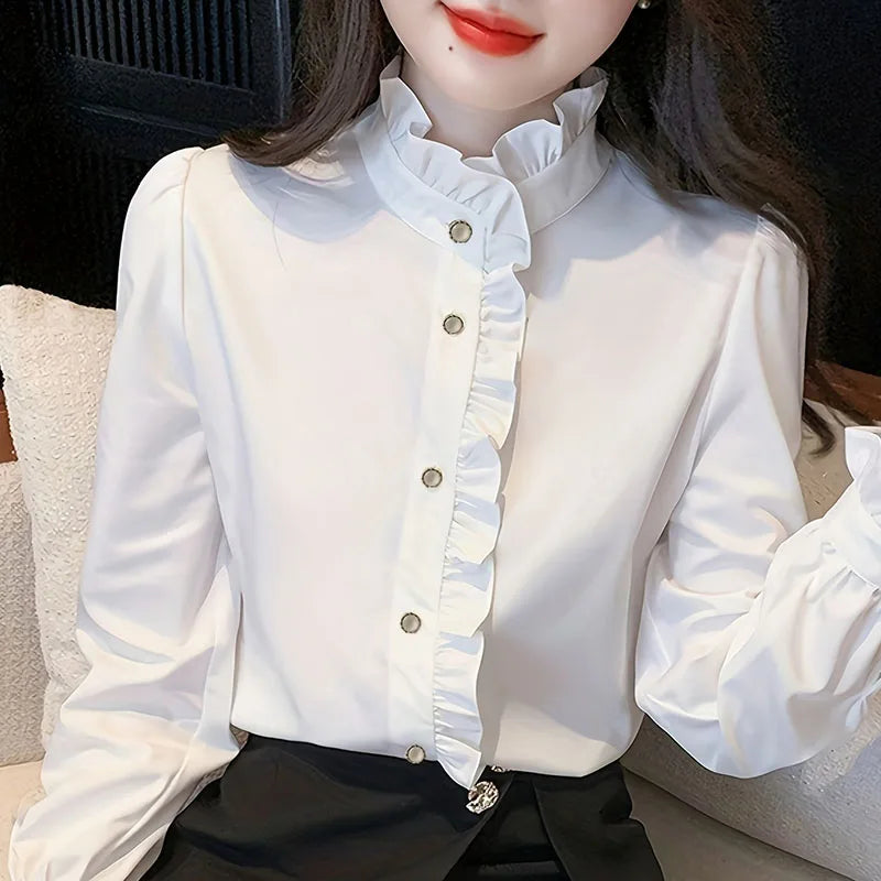 French Women's Spring and Autumn New Style Interior with Western-style Long Sleeved Base Shirt