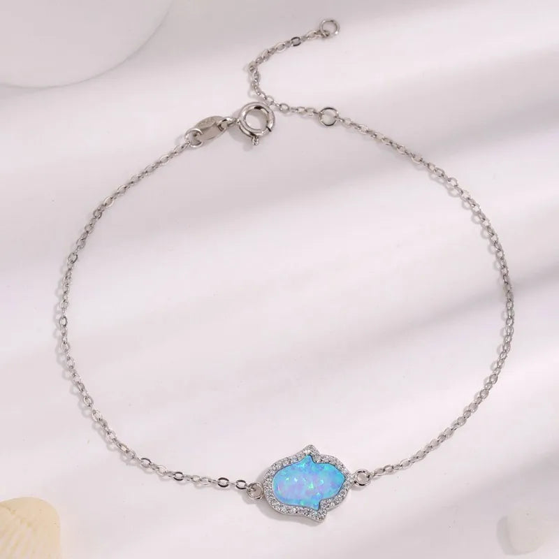 Low MOQ Wholesale Sterling Silver Zircon Princess Cut Hand Eye of Fatima Classic Party Gift Bracelet 925