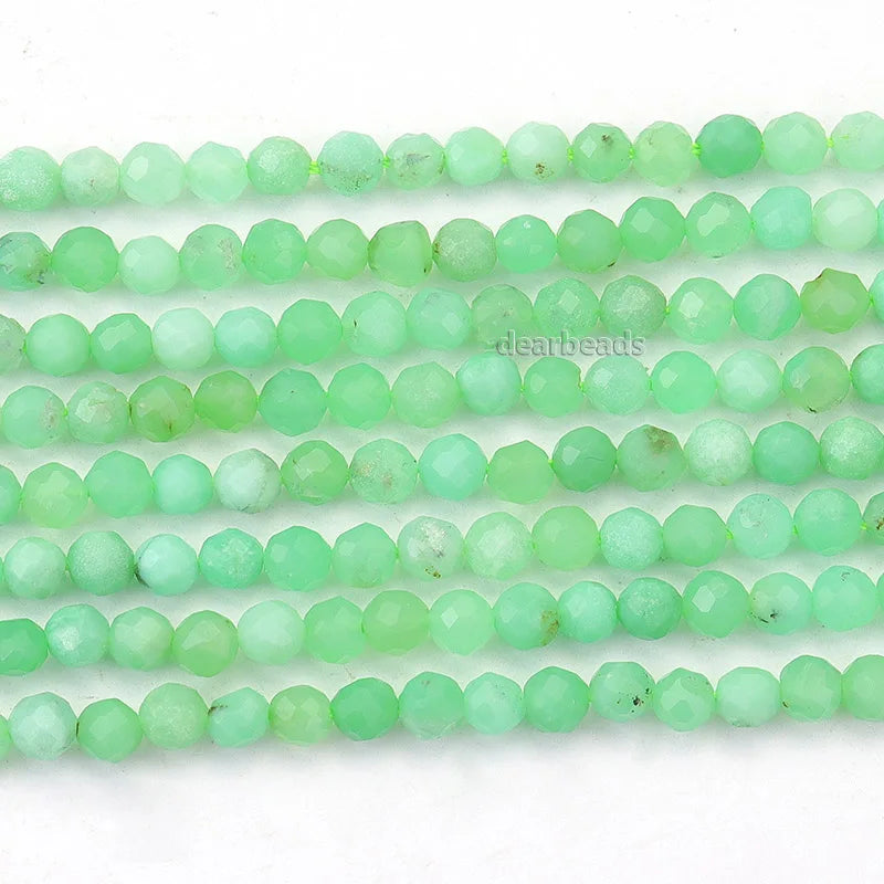 Factory Natural Faceted Bead Chrysoprase 2mm 3mm 4mm Australian Jade Cutting Beads for Necklace Jewelry Making