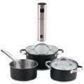 5-piece cookware set (2 saucepans with lids + saucepan) stainless steel with coating + Bergner Copper Oil and Vinegar Sprayer