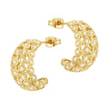 Latest 18K Gold Plated  Stainless Steel Jewelry Curved C-shaped Zircon Hoop Earrings Fashion for Women Gifts Earrings E241540