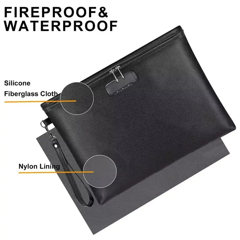 YHX Soft Bag Waterproof and Fireproof Document Organizer with Lock Important Protection Storage Safe Briefcase MegaBDM