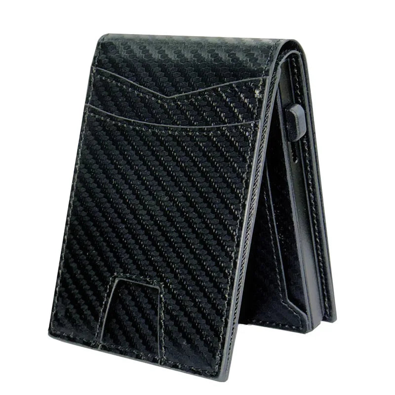 Minimalist Mens Wallet RFID Blocking Wallet for Men Slim Bifold Money Clip Card Holder - Black Carteira Masculina