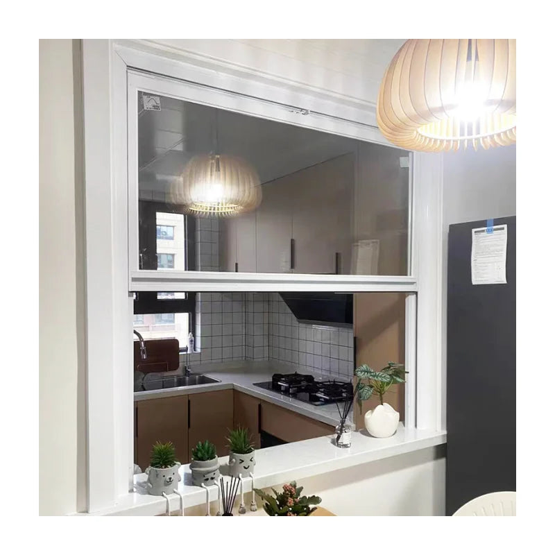 Customizable American Style Double Hung Sash Window Aluminum Single-Hung Windows in Black Vertical up Down Sliding Windows