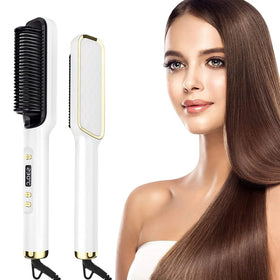 2026 PTC Heating Portable Hair Smoothing Styling Straightener Hot Comb Professional Electric Hair Straightener Brush for Women