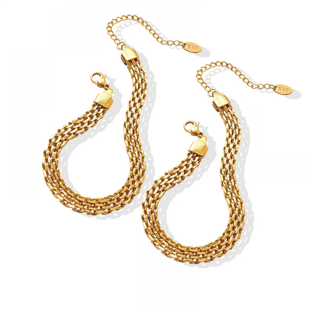 Fashion Non Tarnish Stainless Steel Gold Plated Wide Chain Bracelets Watch Chian Men Women Bracelet Jewelry