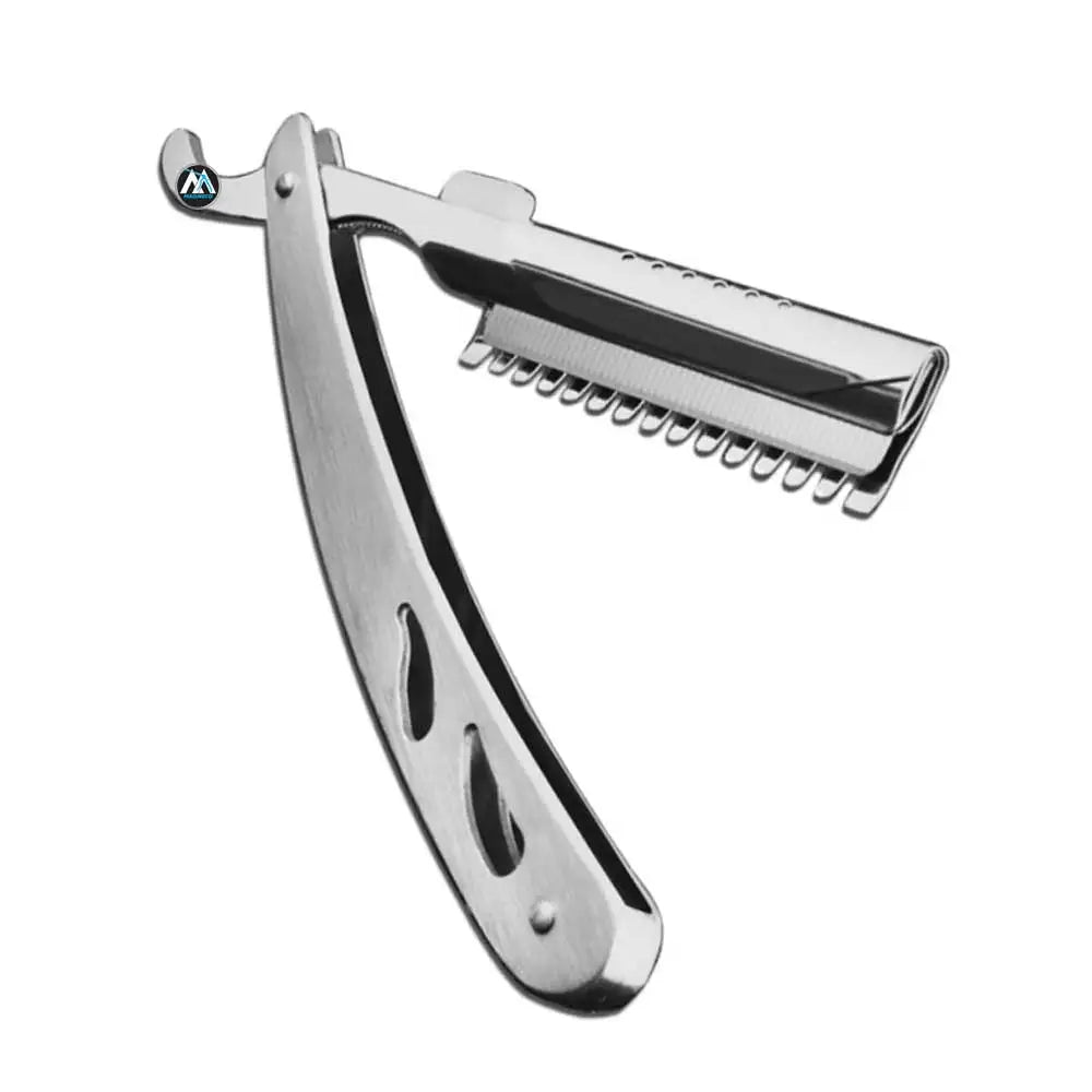 Vintage Folding Razor with Full Steel Handle Manual Beard and Eyebrow Shaping Tool for Barbers Grooming Razor