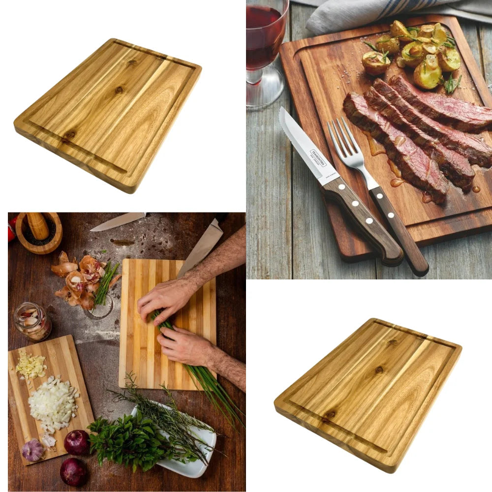 Compact Acacia Bamboo Cutting Board with Hanging Hole for Cheese Fruits Small Meals