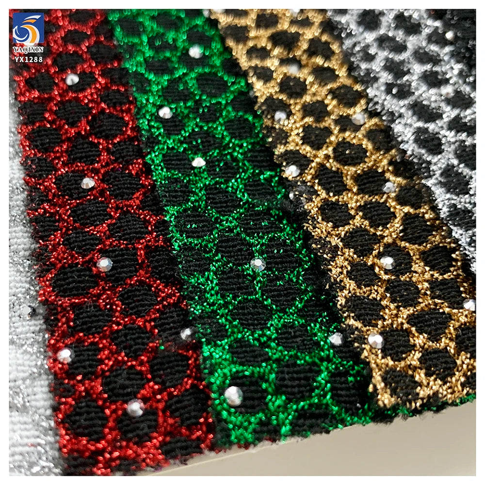 YX1288 180gsm Recently Popular Lurex Jacquard Snake Print Fabric With 3D Stone Customized Jacquard Fabric for Textiles Skirts MegaBDM
