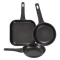 Set of 2 frying pans 2428cm + Grill pan 28x28cm in cast aluminum Copper Black Bergner