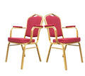 Luxury Fabric Upholstered Dining Chair with Golden Metal Frame Modern Metal Stacking Armrest Banquet Chair  Strong Durable Chair