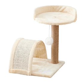 All-in-One Beige Cat Climbing Frame and Nest Modern Classic Lifelike Sisal Toy Tunnel for Cats