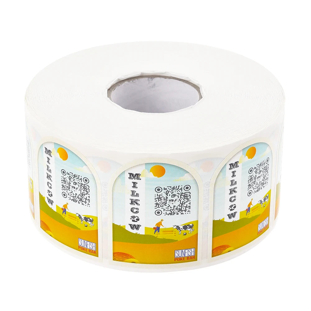 Custom Printing Logo Adhesive Food Labels Roll Packaging Waterproof Paper Sticker for Business