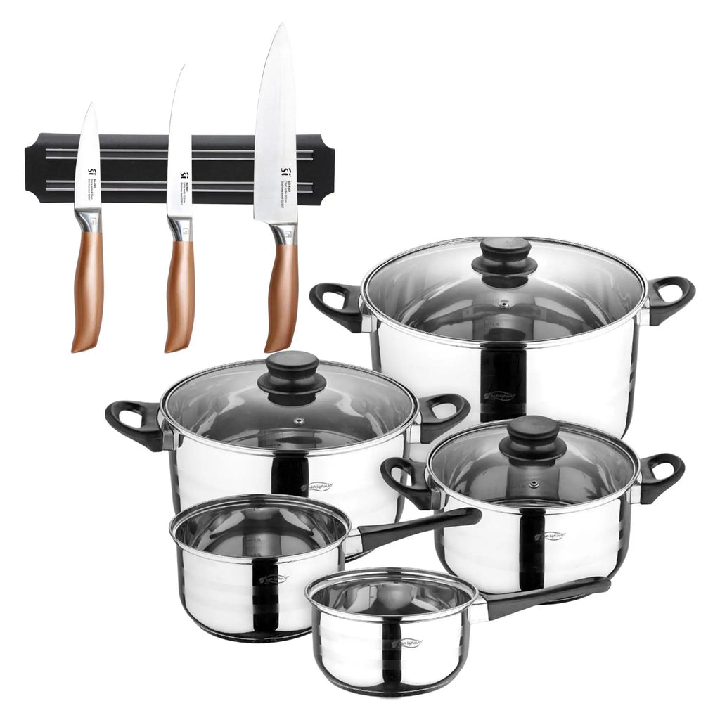 San Ignacio eight-piece cookware set + Bergner Copper 3-piece stainless steel knife set + magnetic wall mount