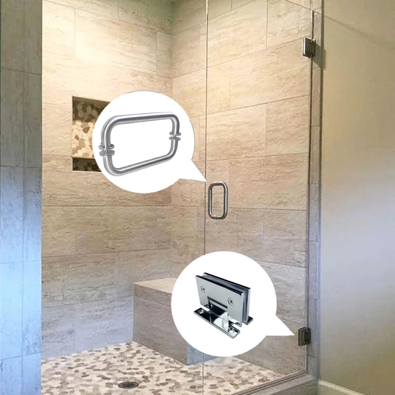 Custom-made Stainless Steel Hinges for Dry-wet Separation in the Shower Room with Frameless Swing Doors and Bathroom Handles
