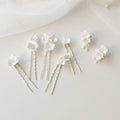 Simple European Style Wedding Pearl Hair Pins Ceramic Flower Hair Piece Accessories Earring Handmade