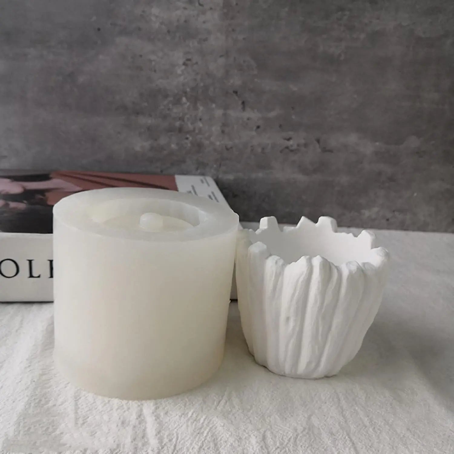 Tree Bark Flower Pot Silicone Mold Plaster Epoxy Resin Candle Pen Holder Cement Clay Mould Desktop Decoration
