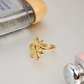 J&D Trendy 18k Gold Stainless Steel Adjustable Flower Opening Ring Minimalist Jewelry Ring