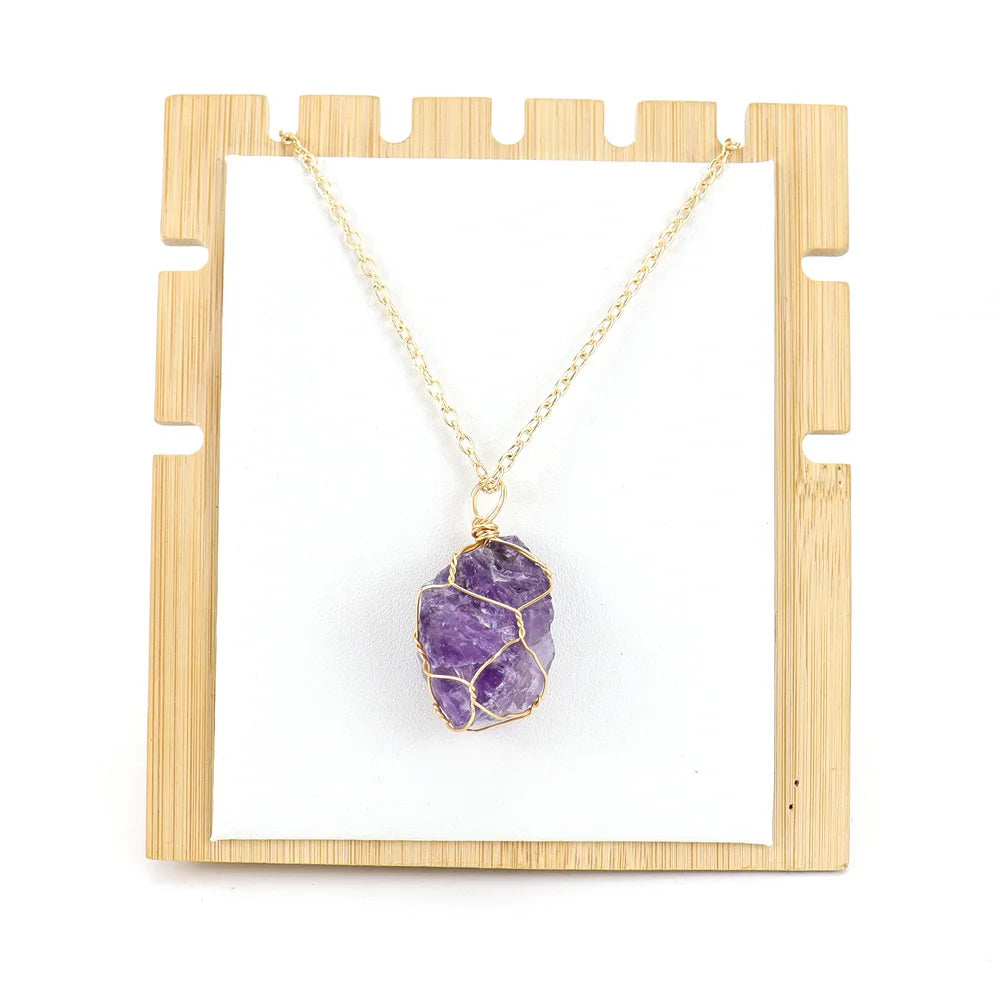 Tiktok Hot Saling Factory Healing Gemstone Tumbled Stones Pendant Necklace-Reiki Style Chakra Energy Jewelry Waterproof for