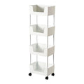 White Multi-Layer Mobile Bookshelf Storage Rack Simple Floor Standing Bookcase with Small Cart for Living Room Book Storage