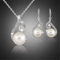 Adjustable Dainty Pearl Pendant Necklace Light Luxury Pearl Dangle Earrings Wedding Pearl Jewelry Set for Women