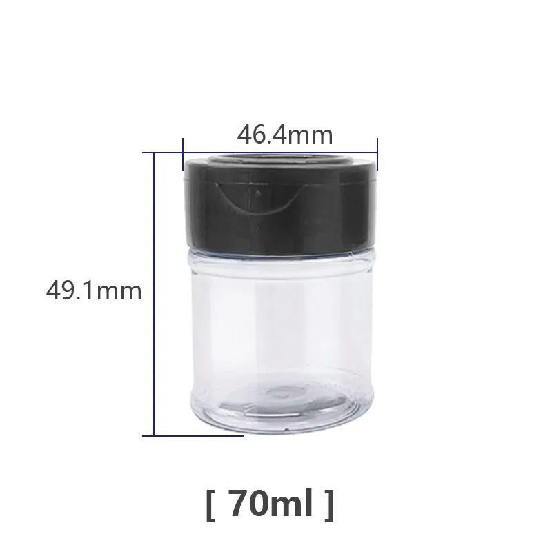 Plastic Flip Cap Seasoning 70ml Plastic Shaker Bottle 2.5OZ with black single Flip Lid