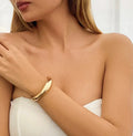 Smooth Metal Openable Round Bangle Bracelet for Women Trendy Cuff Bracelet on Wrist Accessories 2024 Fashion Jewelry Female Gift