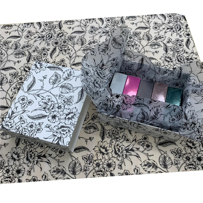 Floral Design Black and White Wrapping Tissue Paper Customized Holographic Printed Clothes Wrapping Shoes Wrapping Tissue