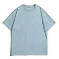 Custom Light Blue Men's T-Shirts 100% Cotton Heavyweight Soft Breathable Vintage Wash Streetwear Plain Oversized Worsted Long
