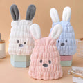 1-Pack Cute Rabbit Head Design Cartoon Microfiber Hair Towel Wrap Quick-Dry Bath Cap for Kids High Absorbency