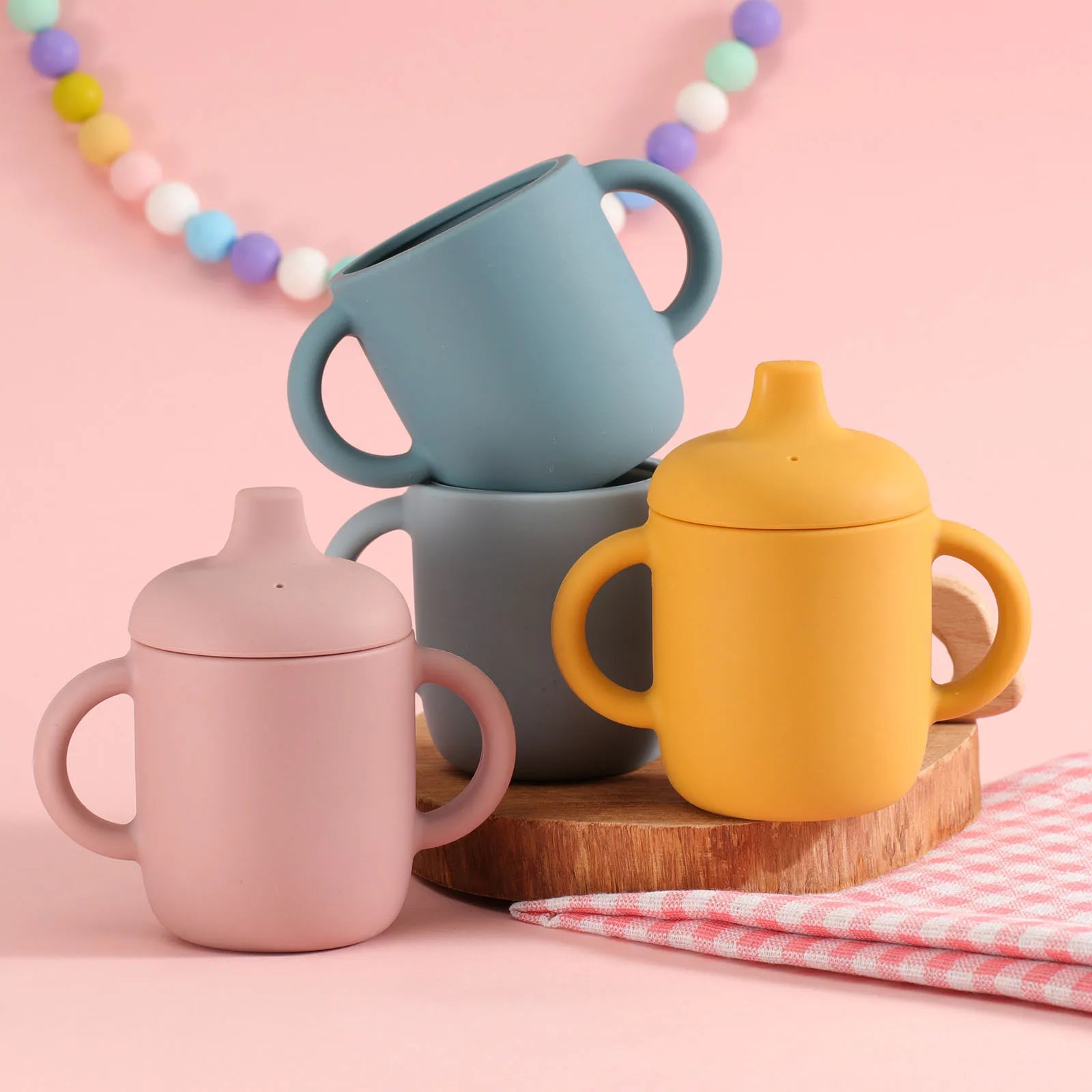 Silicone Sippy Cup and Training Cup Set for Babies 6-12 Months Soft Spout and Easy Grip Handles Unbreakable