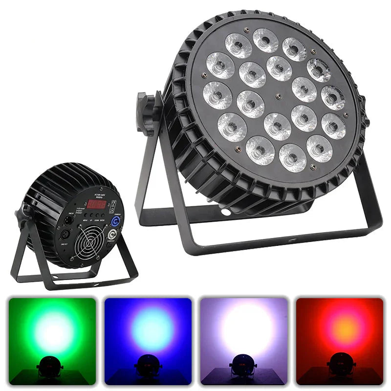 Professional KTV Lighting 18x10W 4-in-1 RGBW Slim Par Can LED DJ Light Die Cast Aluminum Housing Sound Active Stage Bar Light
