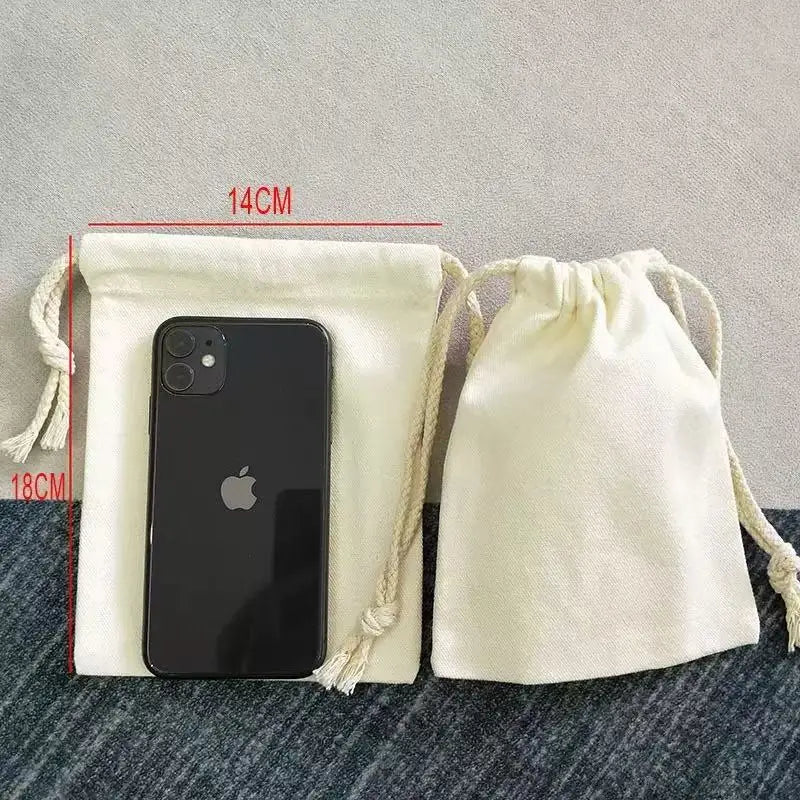 MU Cotton Bag Drawstring Closure Storage Canvas Bag Collecting Cosmetics Jewelry Culture Accessories Custom Logo Cotton Bag