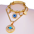 Beautiful Eye-catching Jewelry Set 18K Gold-Plated Bracelet and Necklace with Diamonds Adjustable and Tarnish-Resistant
