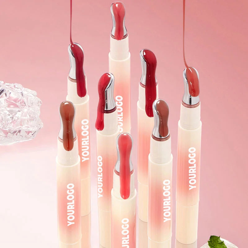 Private Label Organic Vegan Waterproof Lip Balm Long-Lasting High Pigment Plumping Peptide Makeup Lip Gloss Nourishing Mineral