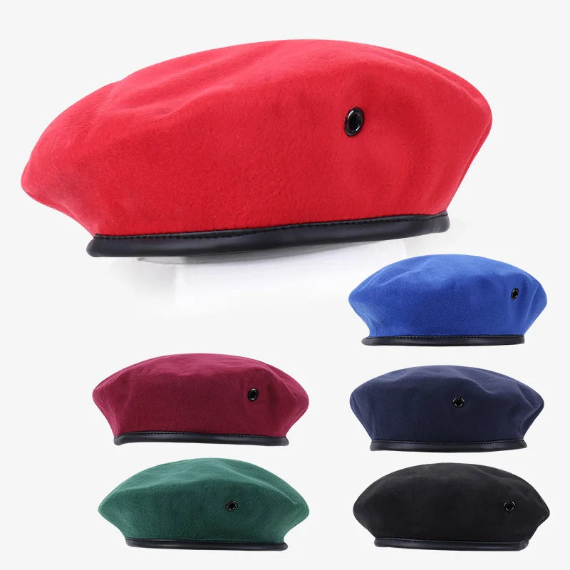 Customized LOGO Maroon Cotton Outdoor Keep Warm Training Beret Cap