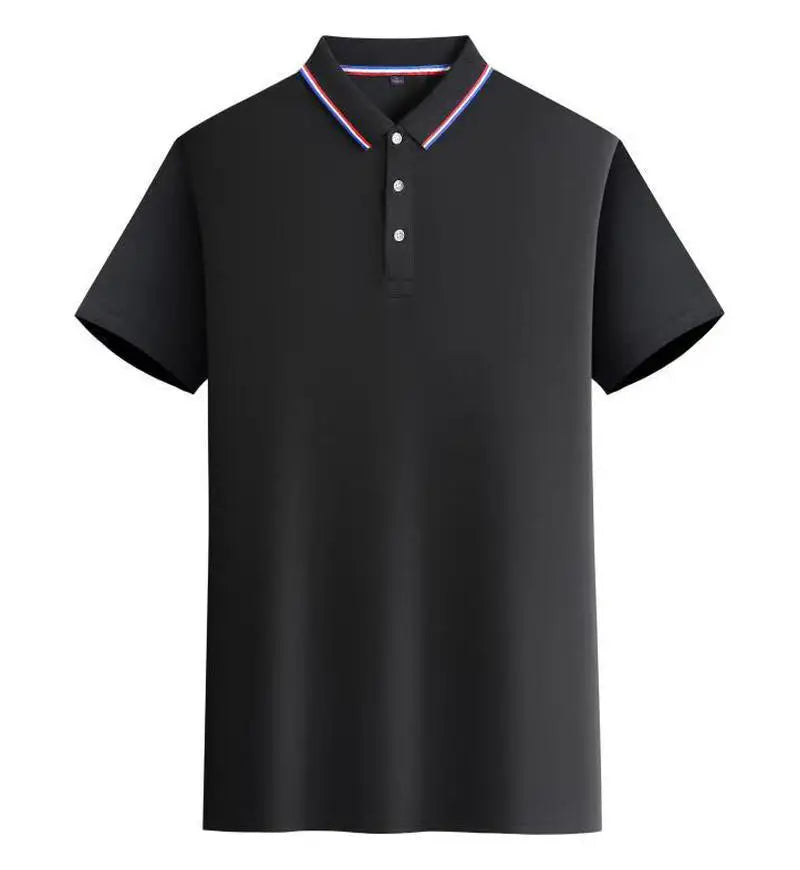 OEM custom logo embroidery printed design 180g polyester quick-drying interlaced lapel printed short-sleeved POLO shirt