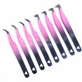 Pink & Black Diamond Grip Pointed Tip Anti-Magnetic Custom Stainless Steel Eyelash Tweezers with Heart CNC Engraving and Charms